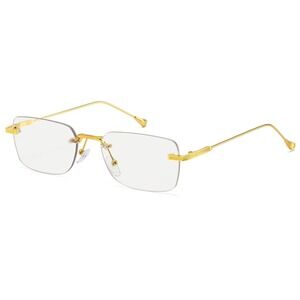 Clear Lens Rimless‎ Rectangle Glasses Gold Frame Fashion Eyeglasses Men Lentes